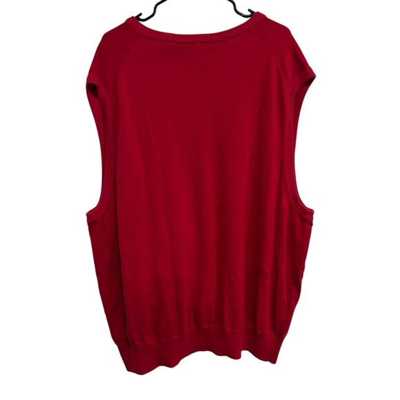 Chaps NEW Mens Red V-Neck Sleeveless Cotton Sweater Vest Size 4XB - Picture 2 of 8